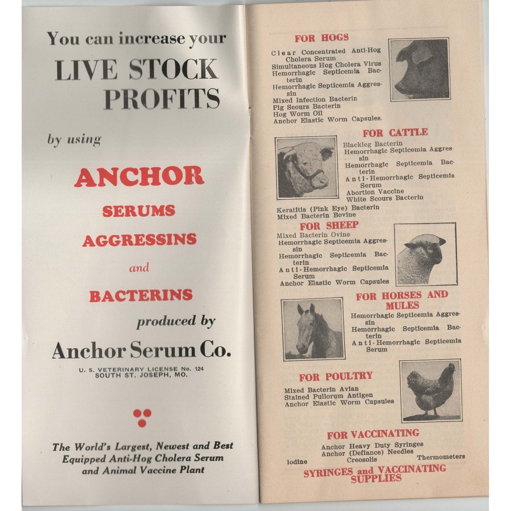 Vintage Anchor Serum Co Vaccination Simplified Livestock Booklet Eaton Ohio - Picture 3 of 3